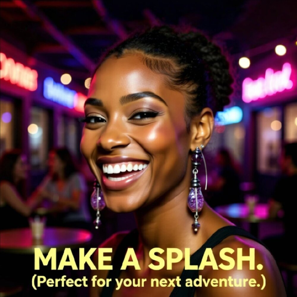 Purple + Black Iridescent Glass Fish Danglers ~ Goth + Beachy! Sea Life Earrings - Picture 2 of 13